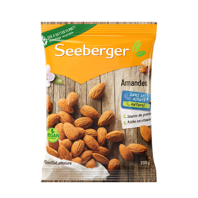 Amandes décortiquées, SEEBERGER, sachet 200g