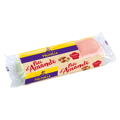 Pâte d'amande tricolore blanche verte et rose, MAITRE PRUNILLE, barquette 250g