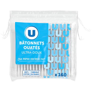 Bâtonnets ouatés stick papier  sachet recharge  de 160