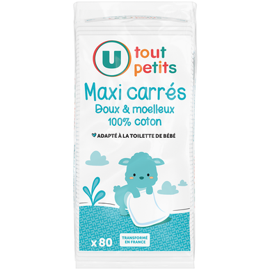Cotons U TOUT PETITS maxi carrés bébé x80