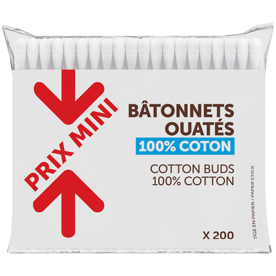 Bâtonnets cotons PRIX MINI - sachet x200