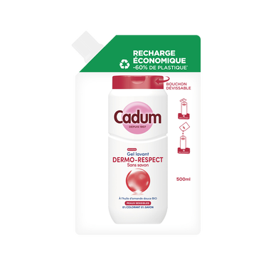 Éco-recharge gel lavant CADUM Dermo-respect sans savon 500mL