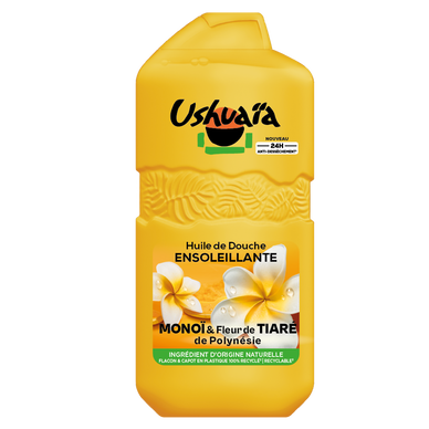 Huile de douche ensoleillante au monoï et tiaré USHUAÏA - flacon 280ml