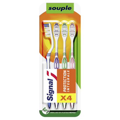 Brosse à dents manuelle protection intégrale souple SIGNAL x 4