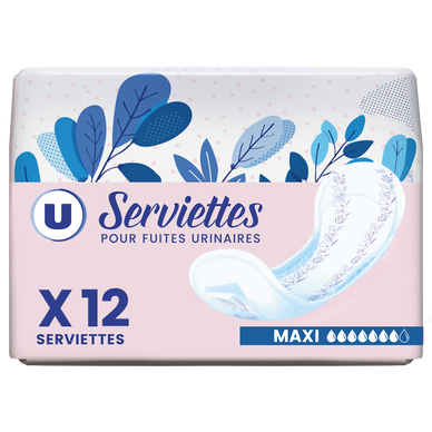 Serviettes incontinence maxi  x12