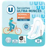 Serviettes hygiéniques ultra mince normal plus avec ailettes x14