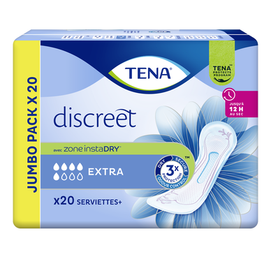 Serviettes incontinence discreet extra jumbo TENA LADY, x20