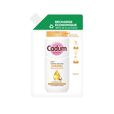 Éco-recharge crème lavante CADUM Surgras beurre de karité 500mL
