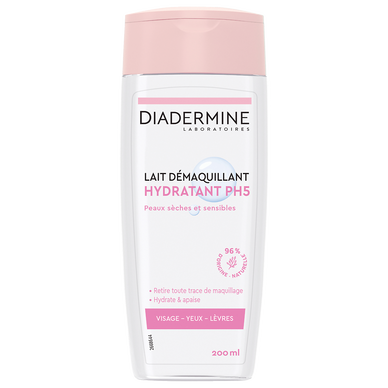Lait démaquillant hydratant DIADERMINE, flacon de 200ml