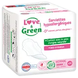 Serviettes hygiéniques hypoallergéniques 0% anti irritation LOVE&GREEN, x14