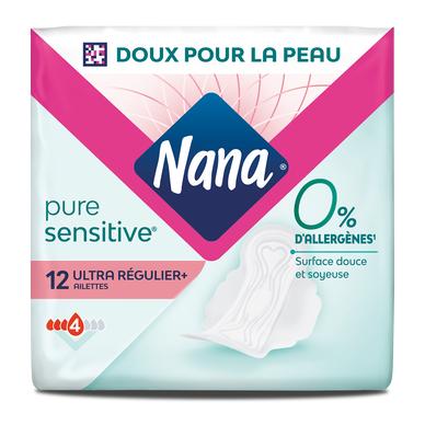 Serviettes hygiéniques Pure Sensitive normal+ 0% allergène NANA, x12