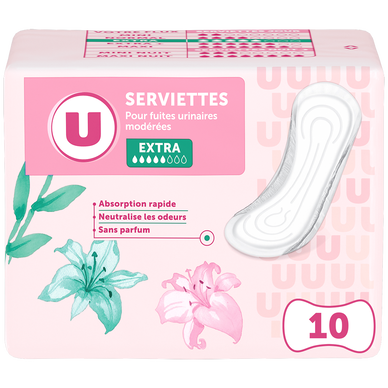 Serviettes incontinence extra  x10