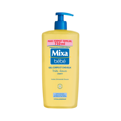 Gel douche très doux 2en1 corps cheveux MIXA BÉBÉ - flacon 750ml