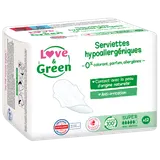 Serviettes hygiéniques super hypoallergéniques LOVE&GREEN, x12