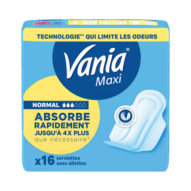Serviettes hygiéniques maxi confort Normal Plus VANIA, x16