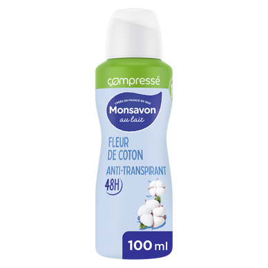 Déodorant Femme anti-transpirant Fleur de coton MONSAVON - Spray 100ml