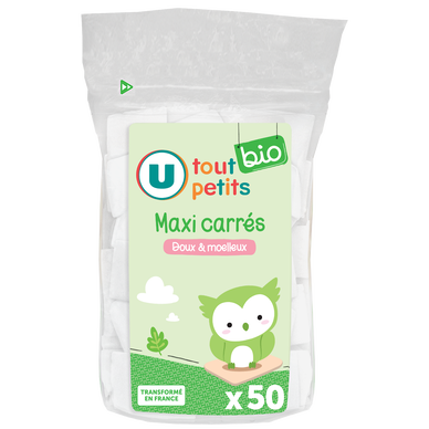 Coton Maxi carré U TOUT PETITS BIO x50 NBL