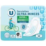 Serviettes hygiéniques ultra mince super plus avec ailettes pliée x12