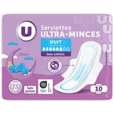 Serviettes hygiéniques ultra mince de nuit pliée à ailettes x10