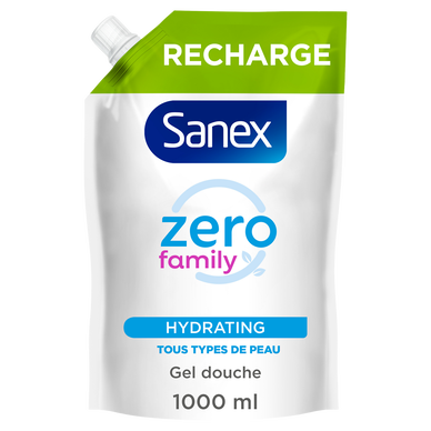 Gel douche SANEX essentiel Zéro famille - recharge doypack 1L