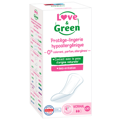 Protège slips hypoallergéniques LOVE&GREEN, x30