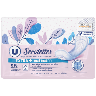 Serviettes incontinence extra+