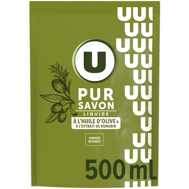Recharge de savon liquide olive et romarin U en flacon 500mL