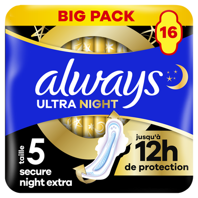 Serviettes Secure Night Extra (t.5) ALWAYS Ultra Ailettesx16