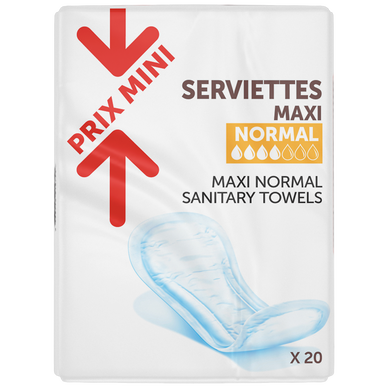 Serviettes hygiéniques maxi normal PRIX MINI - x20