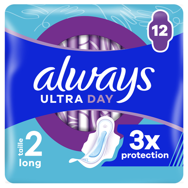 Serviettes ailettes long ultra jour ALWAYS taille 2 x12