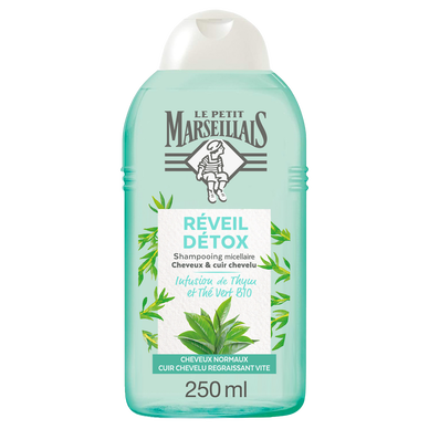Shampooing réveil détox infusion thym&thé vert bio LE PETIT MARSEILLAIS, 250ml