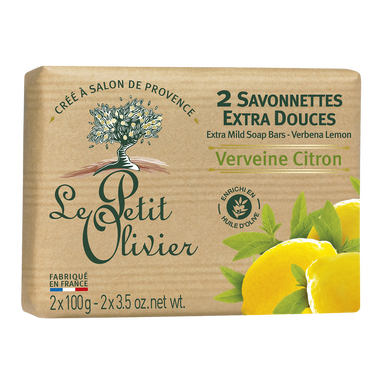 Savon extra doux verveine citron LE PETIT OLIVIER, 2x100g