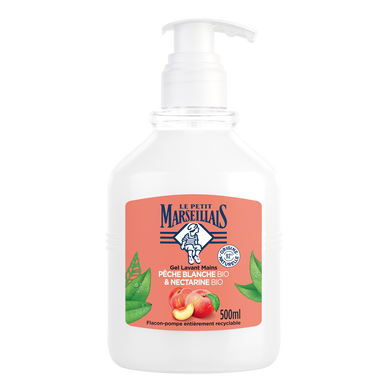 Gel lavant mains pêche et nectarine bio LE PETIT MARSEILLAIS 500mL