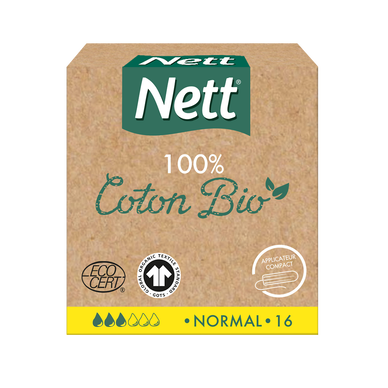 Tampons bio avec applicateur normal NETT, boîte de 16