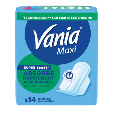 Serviettes hygiéniques maxi confort super plus VANIA, x14