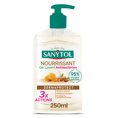 Gel lavant anti-bactérien nourrissant lait d'amande et gelée royale SANYTOL 250ml