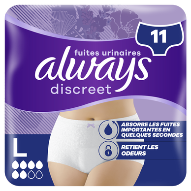Culottes ALWAYS Discreet pour fuites urinaires taille L x11
