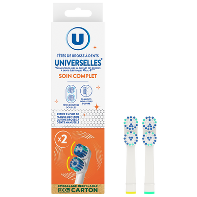 Tête de brosse à dents universelle soin complet,  x2