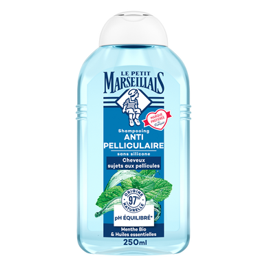 Shampooing antipelliculaire cheveux normaux infusion & menthe bio LE PETIT MARSEILLAIS, 250ml