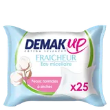 Lingettes à l'eau démaquillante pour peaux sèches et sensibles DEMAK'UP, x25