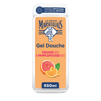 Gel douche LE PETIT MARSEILLAIS Extra Doux orange bio & pamplemousse bio 650mL