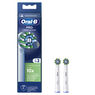 Brossettes cross action pour brosses à dents ORAL-B 2Unités