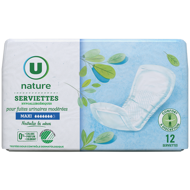 Serviettes incontinence maxi x12