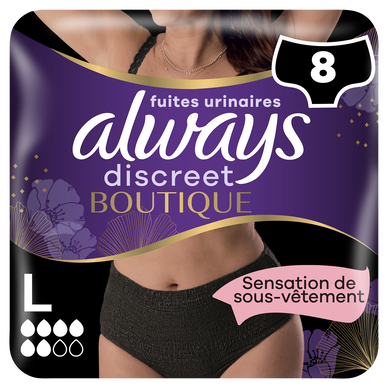 Culotte incontinence ALWAYS discreet noir plus L x8