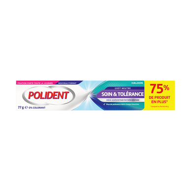 POLIDENT Crème fixative Soin & Tolérance 0% 77g