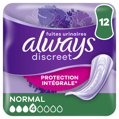 Serviettes pour fuites urinaires ALWAYS DISCREET Normal x12