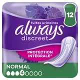 Serviettes pour fuites urinaires ALWAYS DISCREET Normal x12