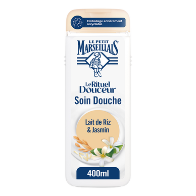 Soin gel douche surgras LE PETIT MARSEILLAIS rituel douceur lait riz/jasmin 400ml