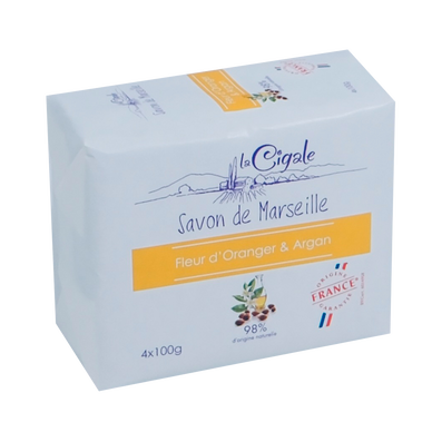 Savon de marseille fleur d'oranger argan LA CIGALE 4x100g