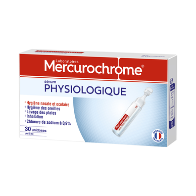 Sérum physiologique MERCUROCHROME 30 unidoses stériles de 5ml